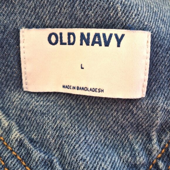 Old Navy Shortalls Blue Denim Y2k Jean L Bibs Overalls Shorts Barn Farmer Large - Picture 6 of 11